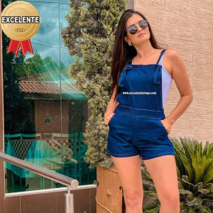 Jardineira Jeans Short Jardineira Jeans Short