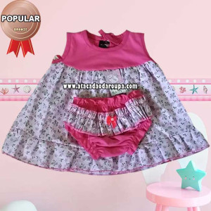 Vestido Bebê C/ Calçinha Algodão 1 a 3 Meses Vestido Bebê C/ Calçinha Algodão 1 a 3 Meses