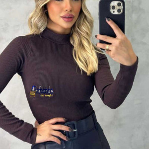 Blusa Manga Longa Em Ribana