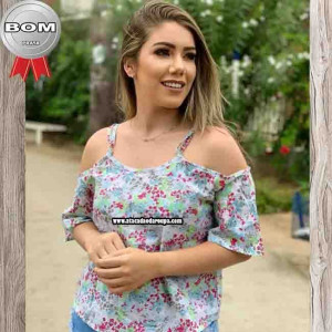 Blusa com Manga em Tricoline M Blusa com Manga em Tricoline M