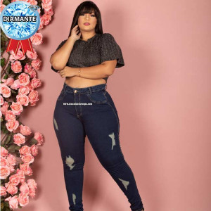 Calça Jeans Plus Size Lipo Com Cinta Modeladora 46@52 Calça Jeans Plus Size Lipo Com Cinta Modeladora 46@52