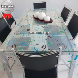 Toalha Mesa Estampada Transparente 6 Cadeiras Plástico 1,40 x 1,95 Toalha Mesa Estampada Transparente 6 Cadeiras Plástico 1,40 x 1,95