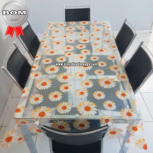 Toalha Mesa Estampada Transparente 6 Cadeiras Plástico 1,40 x 1,95 Toalha Mesa Estampada Transparente 6 Cadeiras Plástico 1,40 x 1,95