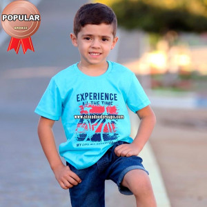 Camisa Infantil Gola Careca Algodão Fio 30 1 a 8 Anos