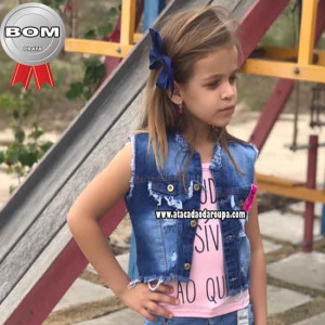 Colete Jeans Infantil Destroyed P/M/G/ 4 a 7 Anos Colete Jeans Infantil Destroyed P/M/G/ 4 a 7 Anos