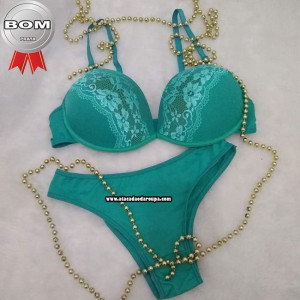 Lingerie de Microfibra com detalhes de renda M/G/GG Lingerie de Microfibra com detalhes de renda M/G/GG