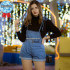 Jardineira Short Jeans Feminino