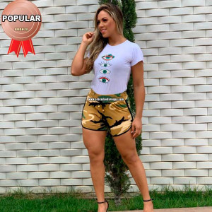 Short Curto Fio Torcido Estampado Short Curto Fio Torcido Estampado