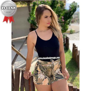 Shorts Crepe Feminino Cós Laço M
