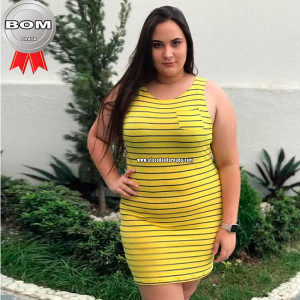 Vestidos Listrados Plus Size Fio Torcido