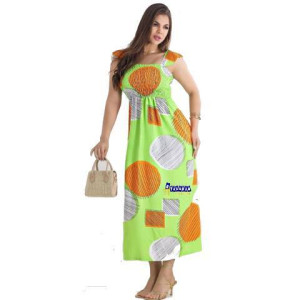 Vestido Longo Viscose Lastex Manga babado
