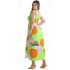 Vestido Longo Viscose Lastex Manga babado