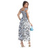 Vestido Longo Viscose Lastex Manga babado