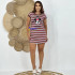 Vestidos Curto Listrado Malha