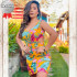 Vestido de Malha Canelada Estampado G Vestido de Malha Canelada Estampado G