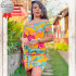 Vestido de Malha Canelada Estampado G Vestido de Malha Canelada Estampado G