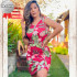 Vestido de Malha Canelada Estampado G Vestido de Malha Canelada Estampado G