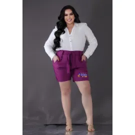 Short Plus Size Bengaline Com Laço
