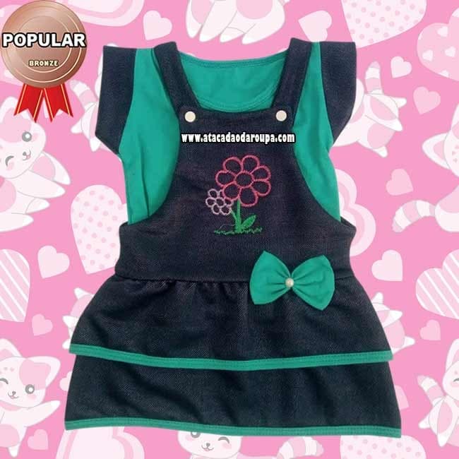 Vestido jardineira Infantil Malha Jeans Vestido jardineira Infantil Malha Jeans