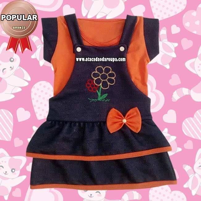 Vestido jardineira Infantil Malha Jeans Vestido jardineira Infantil Malha Jeans