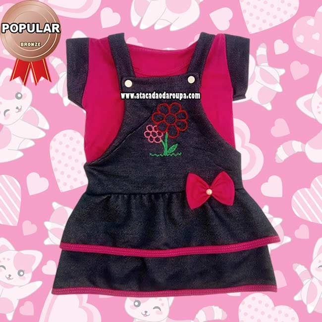 Vestido jardineira Infantil Malha Jeans Vestido jardineira Infantil Malha Jeans