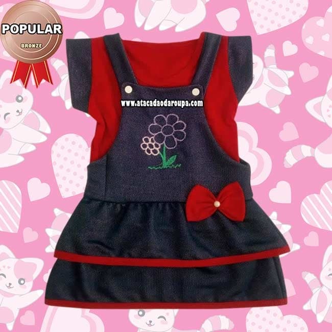 Vestido jardineira Infantil Malha Jeans Vestido jardineira Infantil Malha Jeans