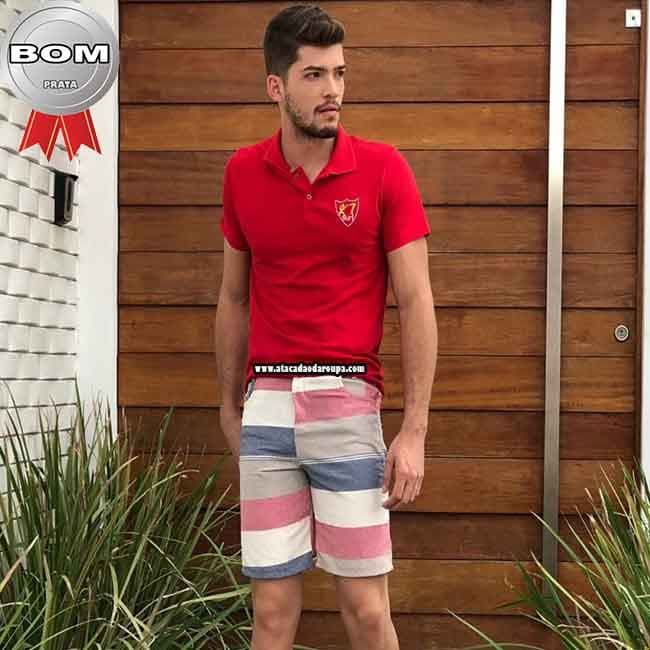 Bermuda Masculina Listrada Adulta