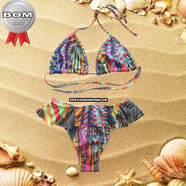 Biquini Cortininha Babado e Fio Dental Biquini Cortininha Babado e Fio Dental