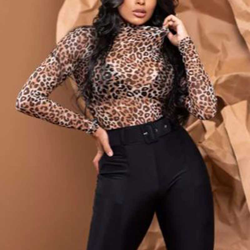 Blusa Animal Print Manga Longa Em Tule Blusa Animal Print Manga Longa Em Tule