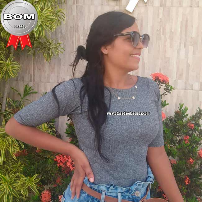 Blusa 3/4 Malha Canelada M Blusa 3/4 Malha Canelada M