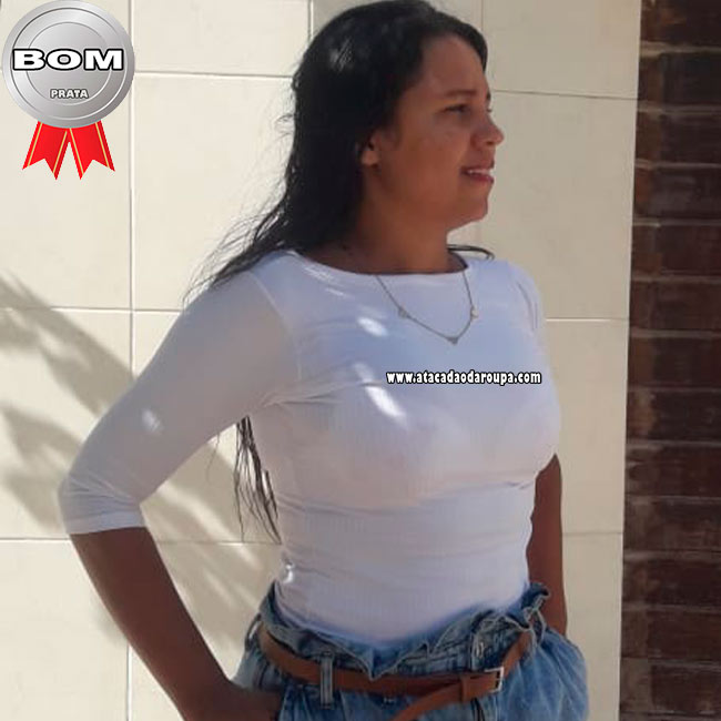 Blusa 3/4 Malha Canelada M Blusa 3/4 Malha Canelada M