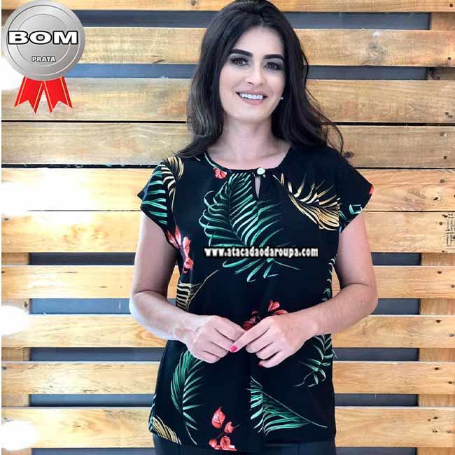 Blusa Crepe Lisa Renda Guipir Blusa Crepe Lisa Renda Guipir