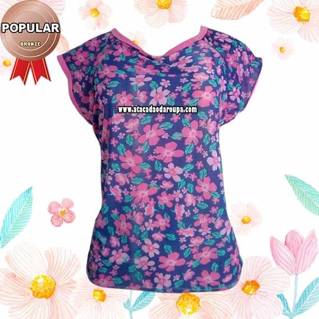 Blusas Suplex Misto Estampadas M/G Blusas Suplex Misto Estampadas M/G