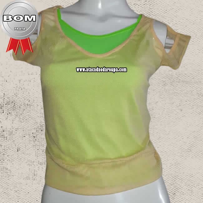 Blusas Cropped malha Tule Lycra M Blusas Cropped malha Tule Lycra M