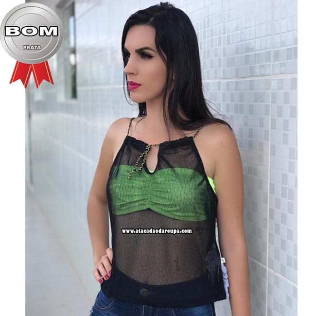 Blusas Cropped malha Tule Lycra M Blusas Cropped malha Tule Lycra M