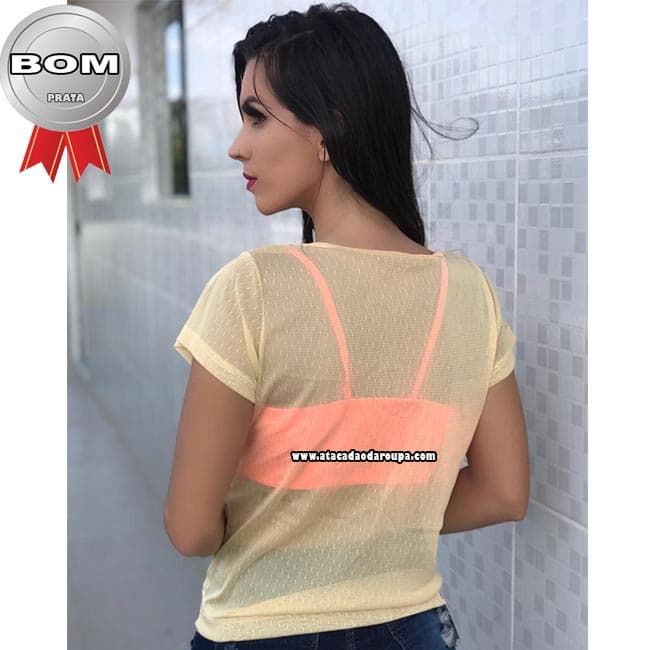 Blusas Cropped malha Tule Lycra M Blusas Cropped malha Tule Lycra M