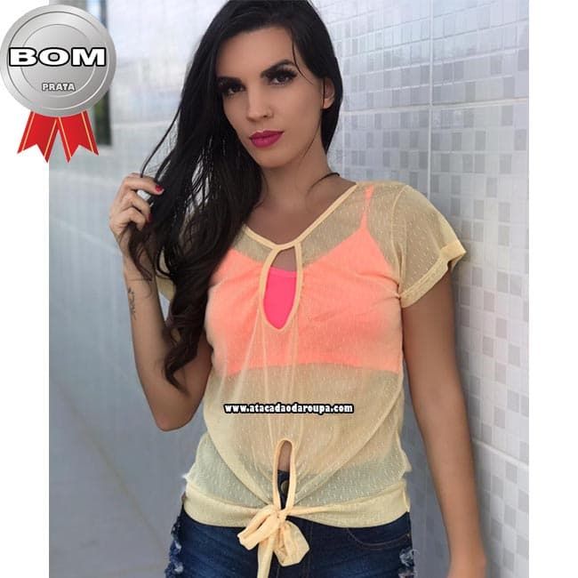 Blusas Cropped malha Tule Lycra M Blusas Cropped malha Tule Lycra M