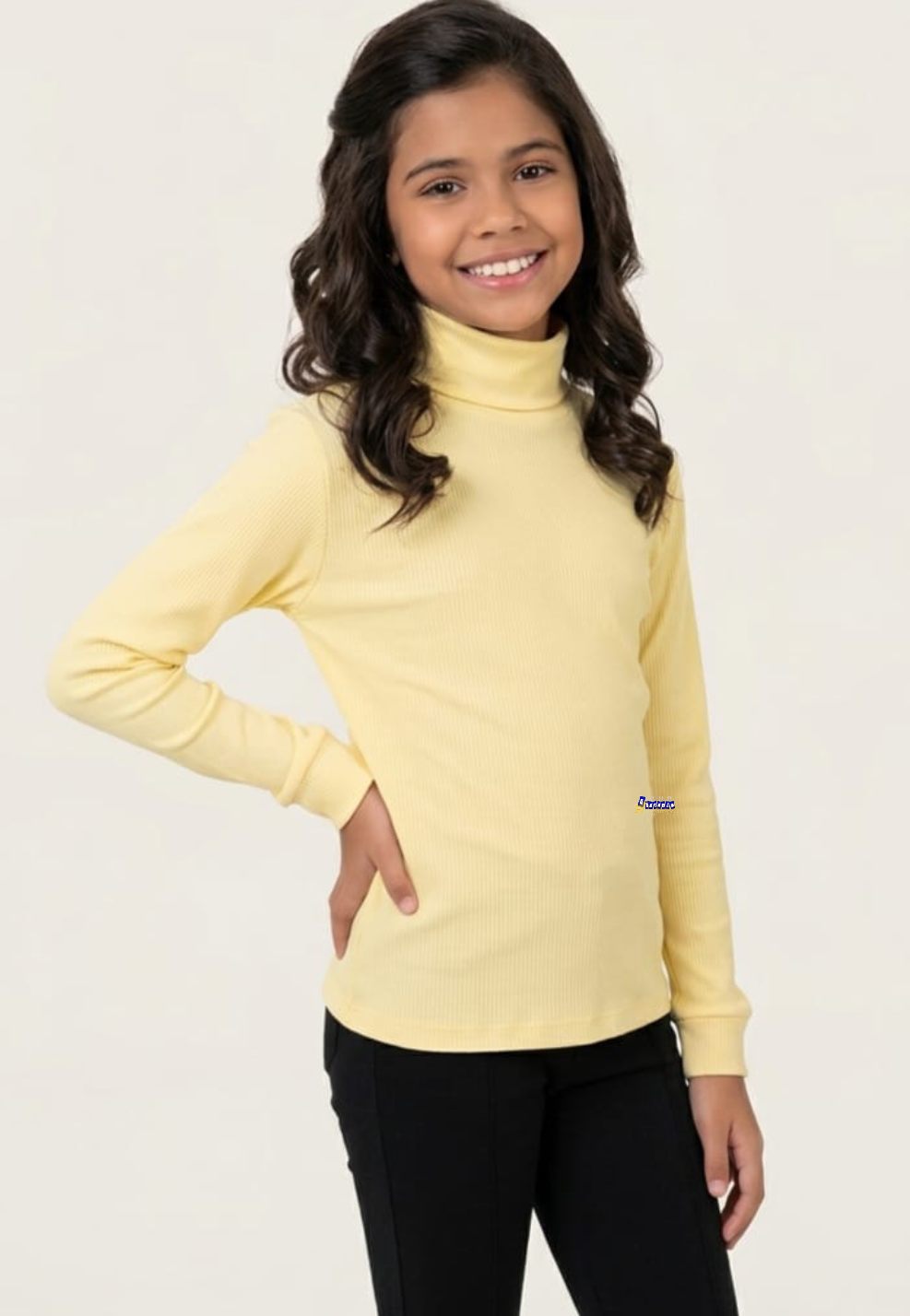 Blusa Juvenil Manga Longa Gola Alta