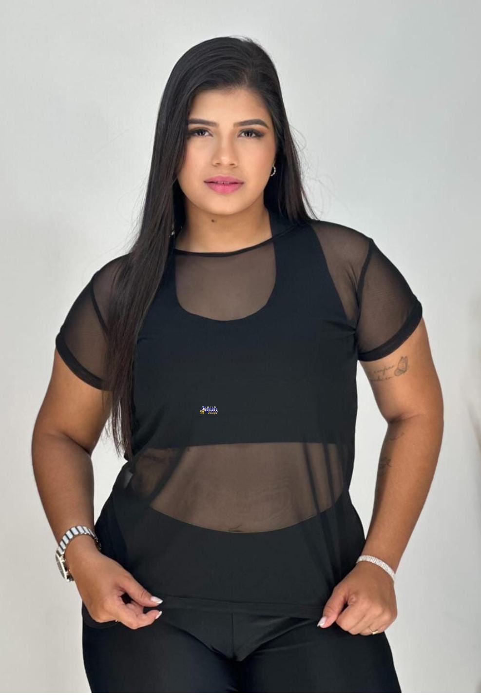 Blusa Tule Feminina Plus Size