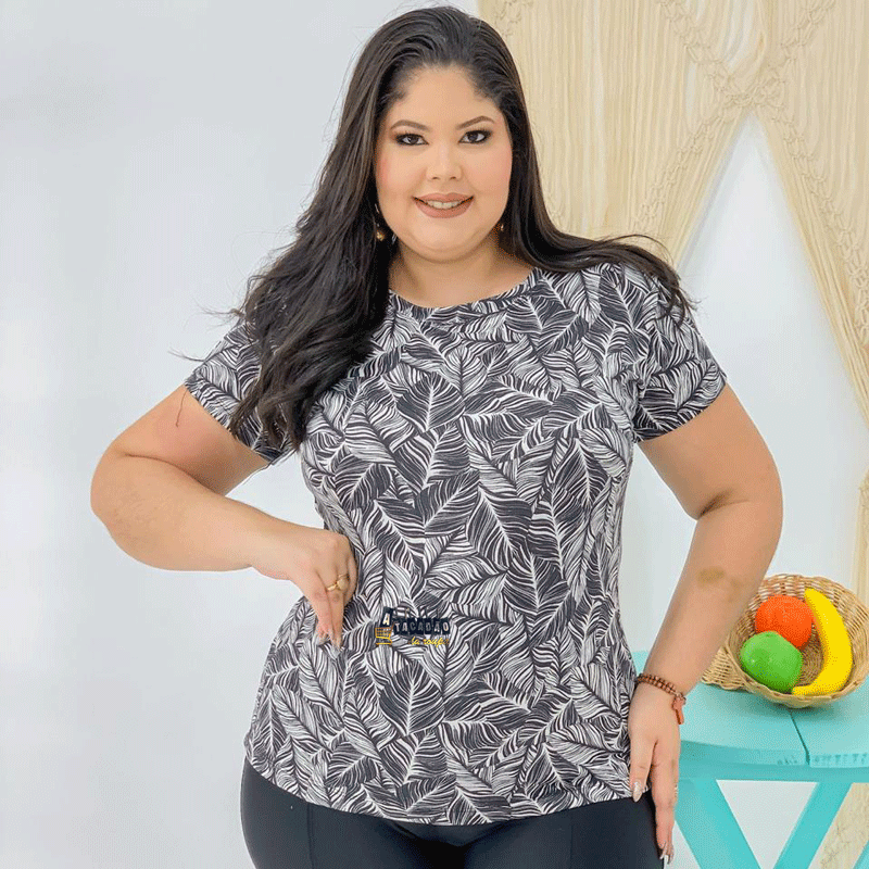 Blusas Crepe Estampada Plus Size Blusas Crepe Estampada Plus Size