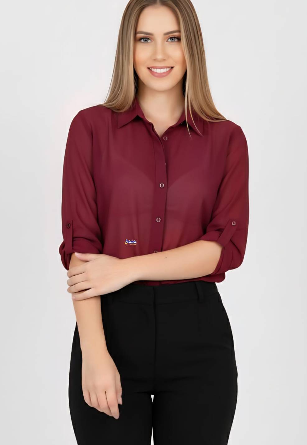 Camisa Feminina Manga 3/4 Transparente Camisa Feminina Manga 3/4 Transparente