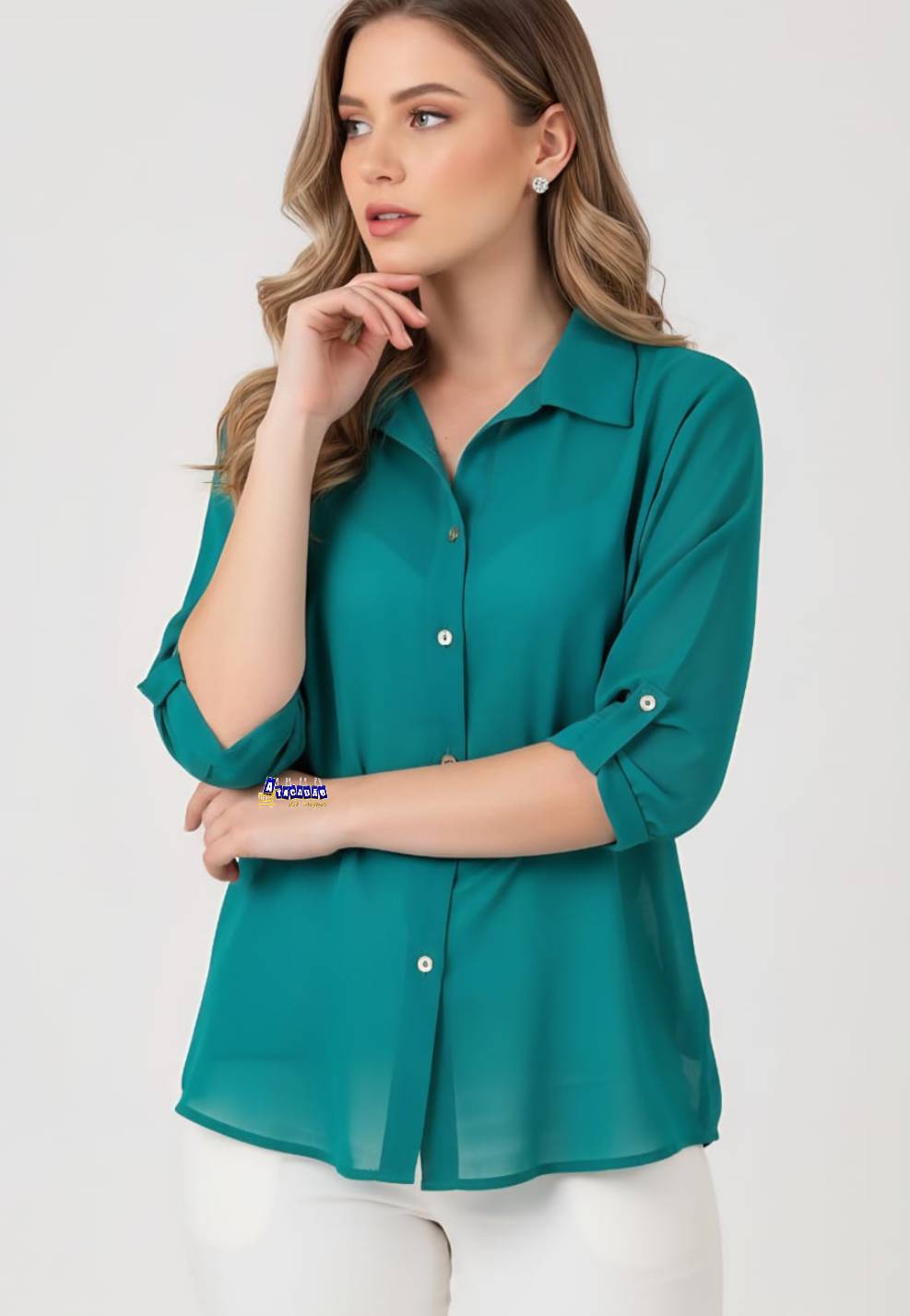 Camisa Feminina Manga 3/4 Transparente Camisa Feminina Manga 3/4 Transparente