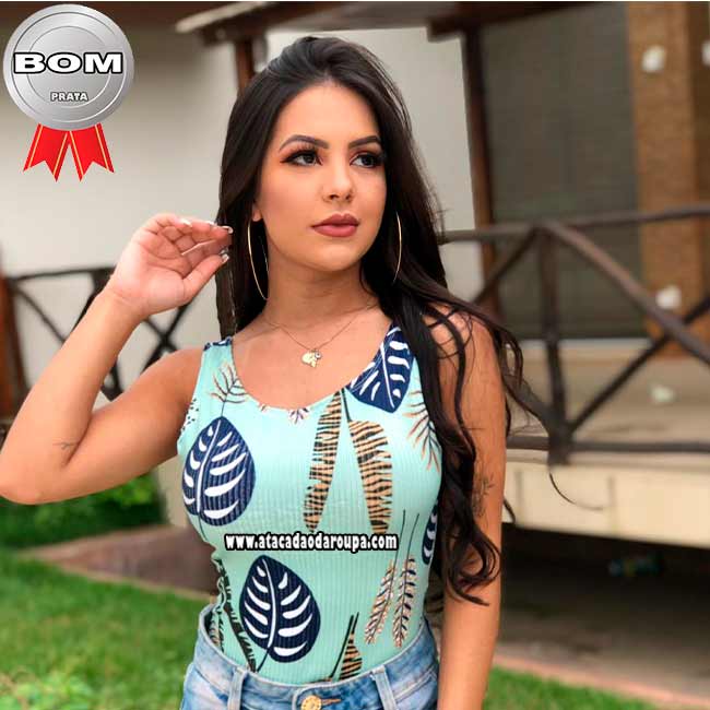 Body Estampado Malha Canelada M Body Estampado Malha Canelada M