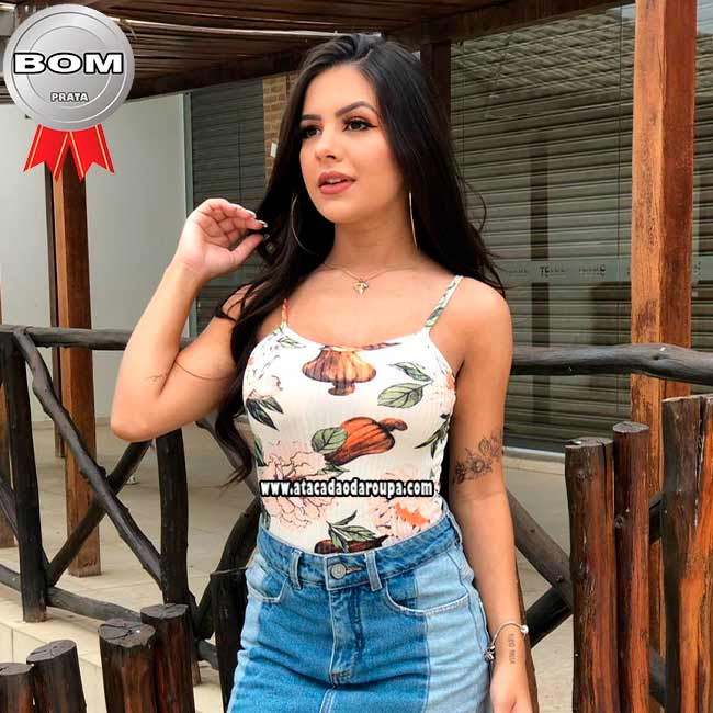 Body Estampado Malha Canelada M Body Estampado Malha Canelada M