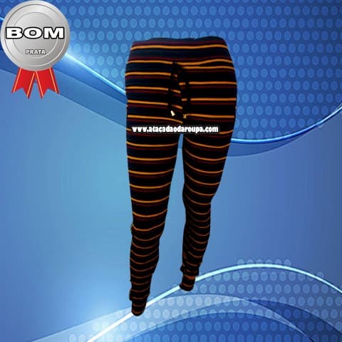 Calça Feminina Ribana Listrada G Calça Feminina Ribana Listrada G