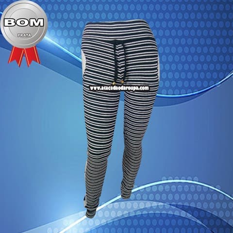 Calça Feminina Ribana Listrada G Calça Feminina Ribana Listrada G