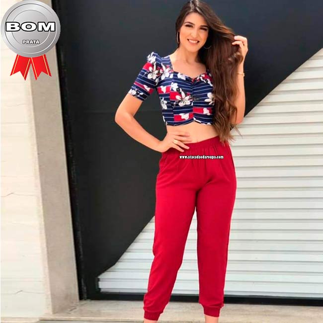 Calça Malha Canelada Jogger