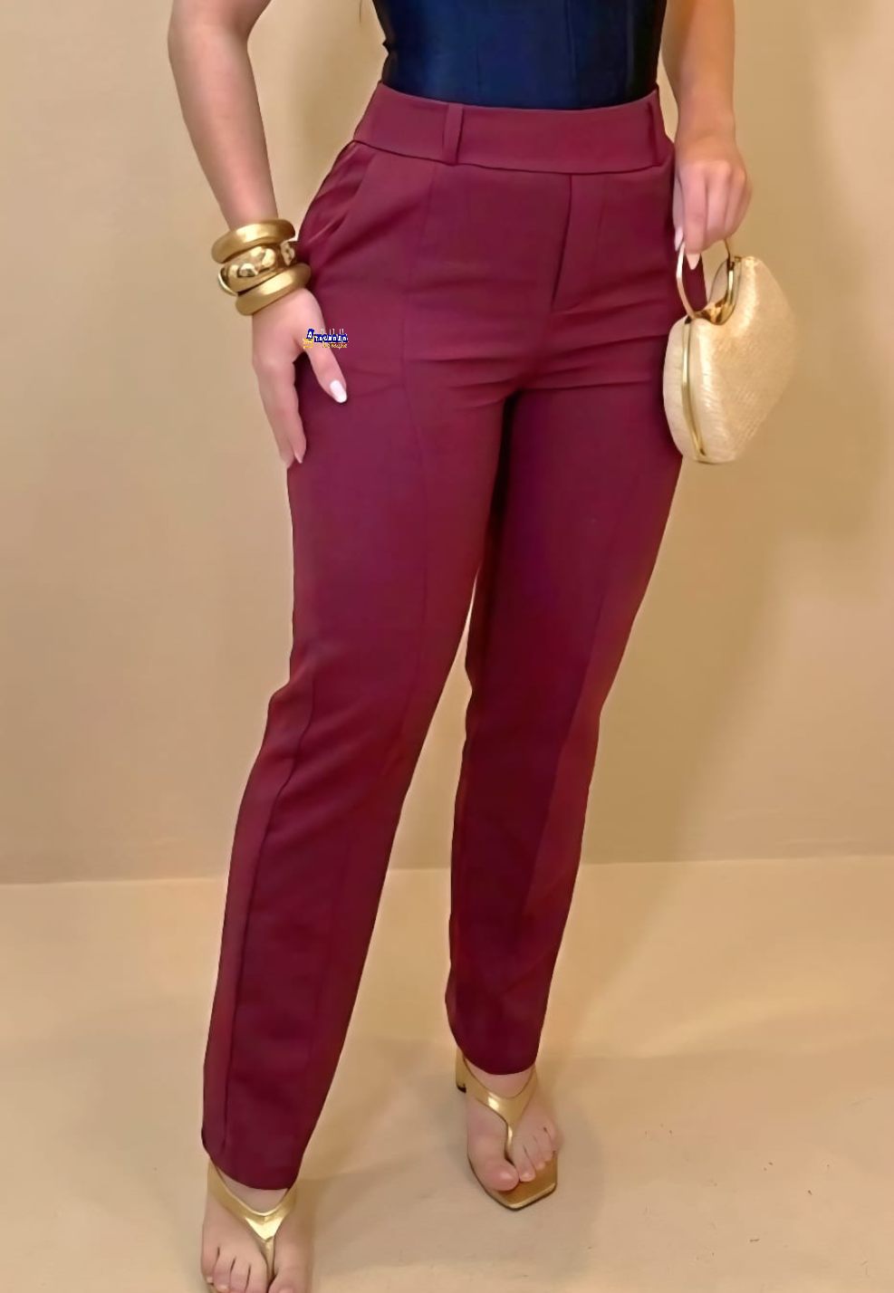 Calça Feminina Social Alfaiataria Com Bolsos