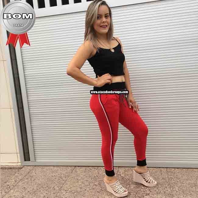 Calça Moletinho Cós Ribana P/M Calça Moletinho Cós Ribana P/M