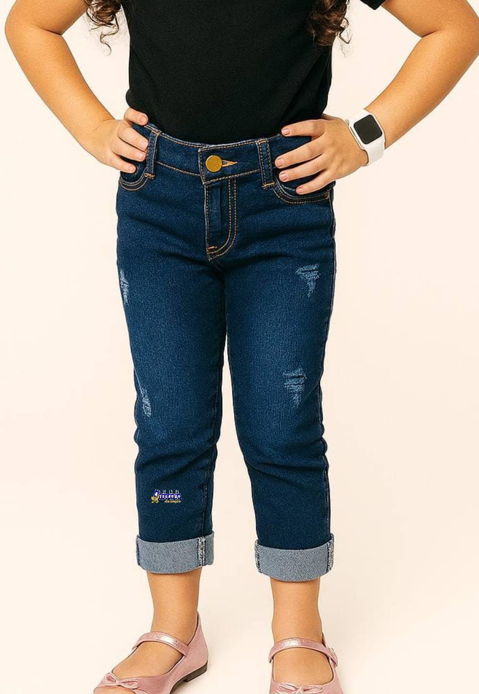 Calça Jeans Cropped Barra Dobrada